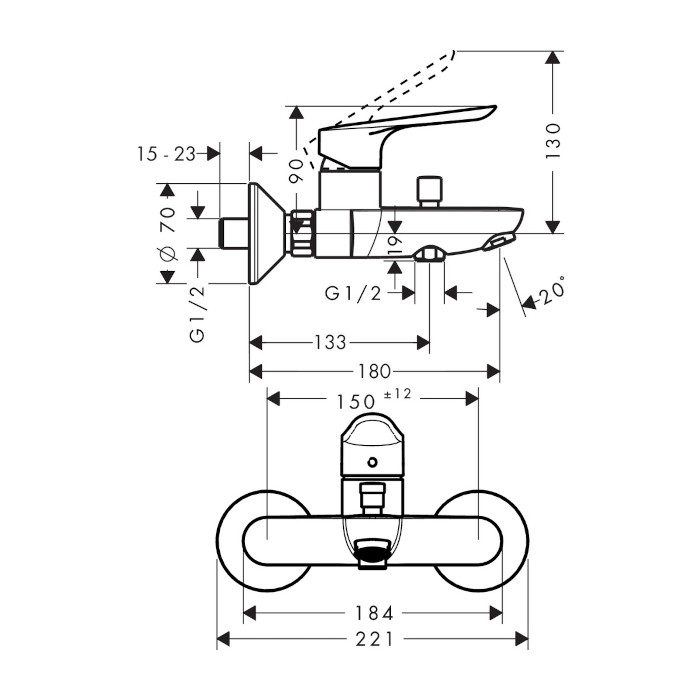ARMATURA ZA KAD LOGIS E, 71403000, HANSGROHE - slika 2