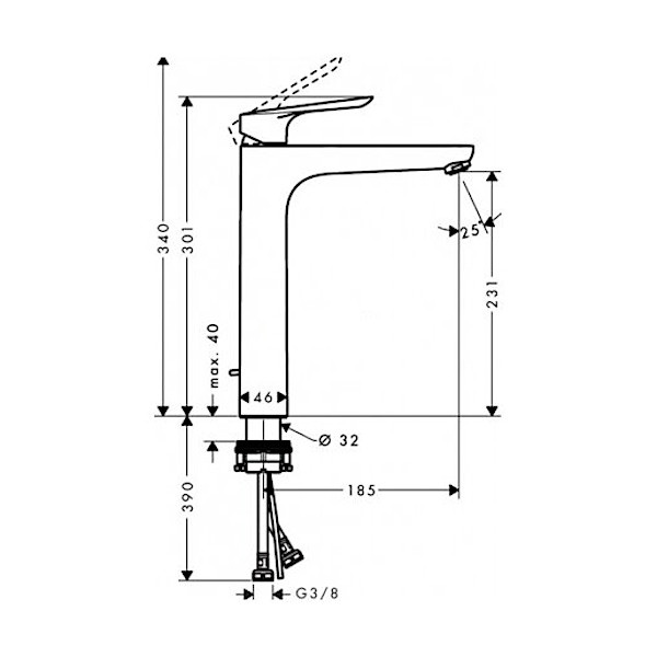 ARMATURA ZA UMIVALNIK LOGIS E, XL, 71162000, HANSGROHE - slika 2