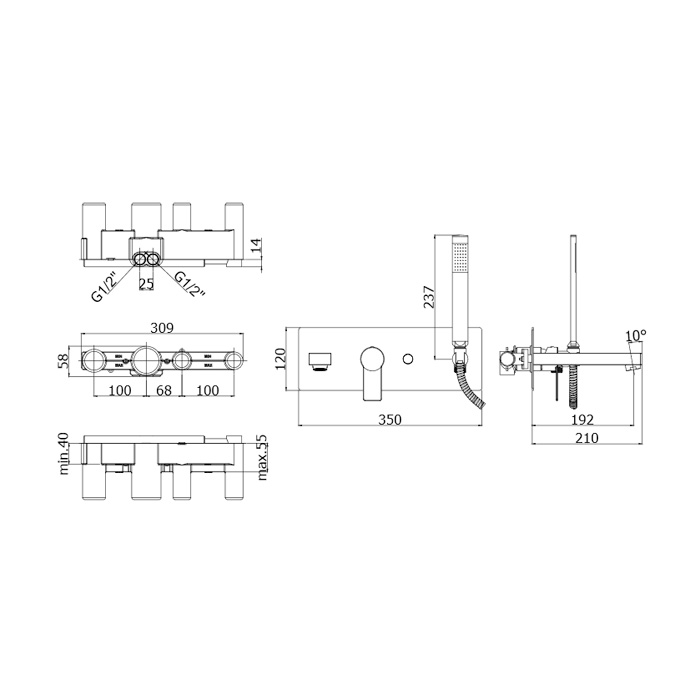 PODOMETNA ARMATURA ZA KAD S TUŠ ROČKO TANGO, TA001CR, PAFFONI - slika 3